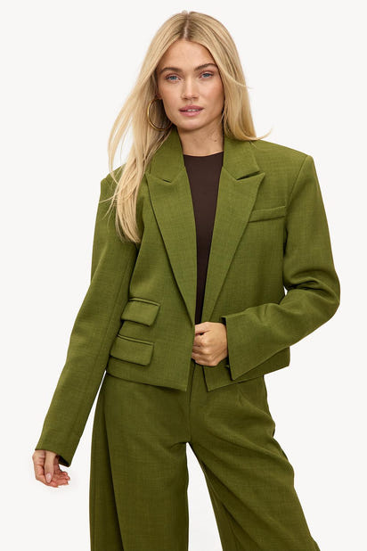 Blazer Cropped - Donkergroen
